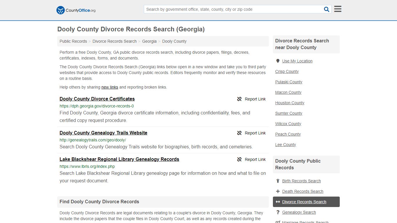 Dooly County Divorce Records Search (Georgia) - County Office